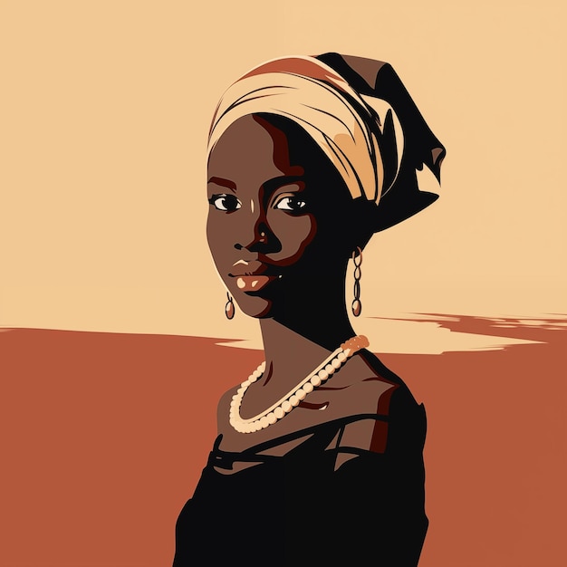 Joli portrait d'une femme rurale africaine avec un foulard.