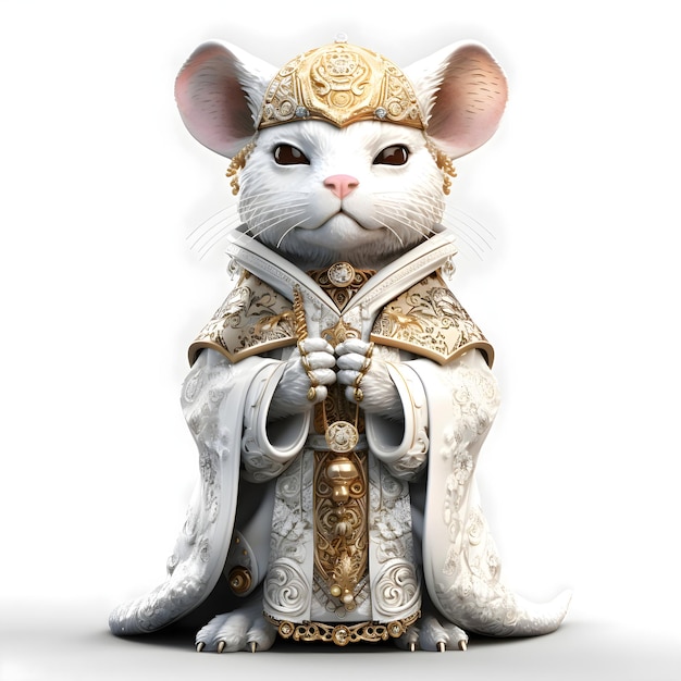 Joli rat blanc comme symbole du rendu 3D du Nouvel An chinois