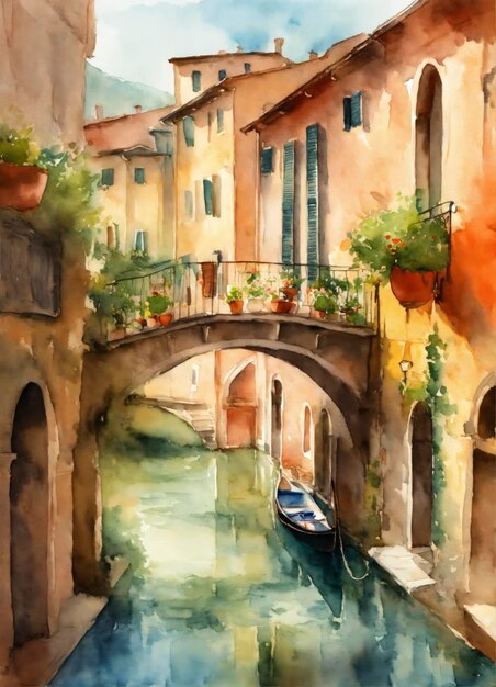 Un joli style d'aquarelle romantique italien