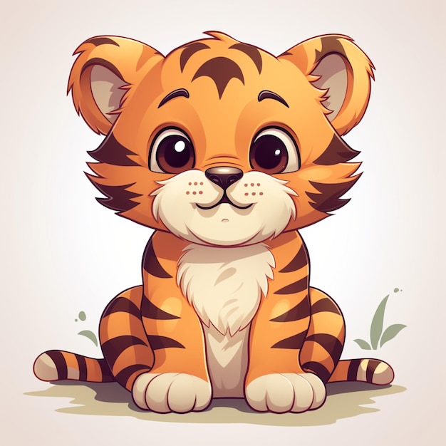 Photo un joli tigre assis illustration de style vectoriel