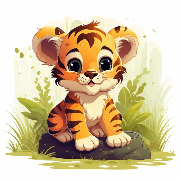 un joli tigre assis illustration de style vectoriel