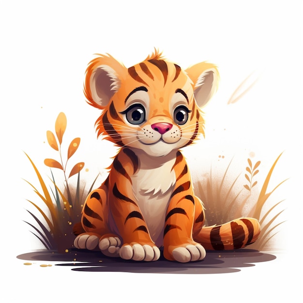 un joli tigre assis illustration de style vectoriel