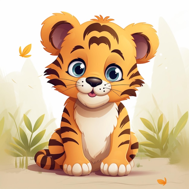 un joli tigre assis illustration de style vectoriel