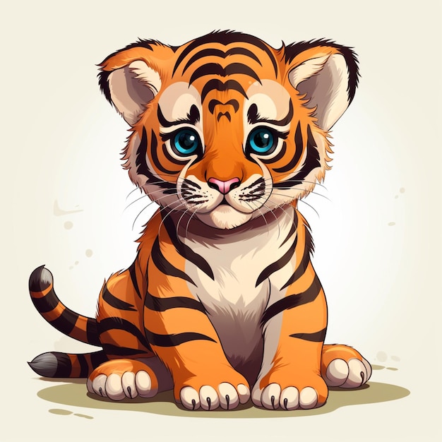 Photo un joli tigre assis illustration de style vectoriel