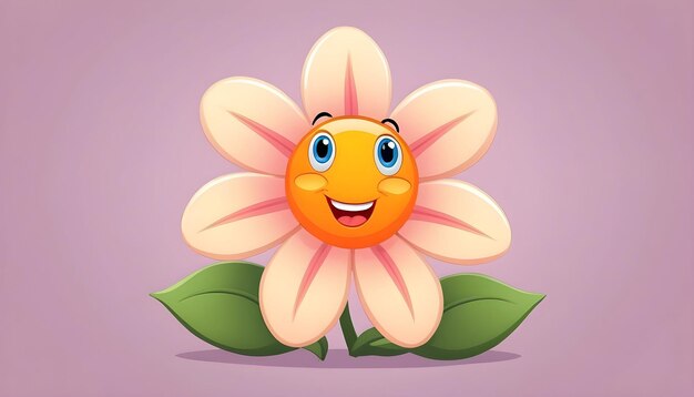 Photo une jolie animation de dessin animé une fleur drôle et heureuse