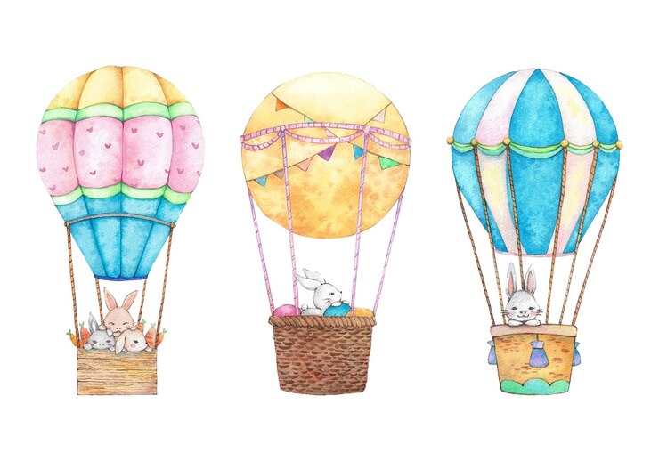 Photo jolie aquarelle de pâques en ballon illustrations aquarelles dessinées à la main