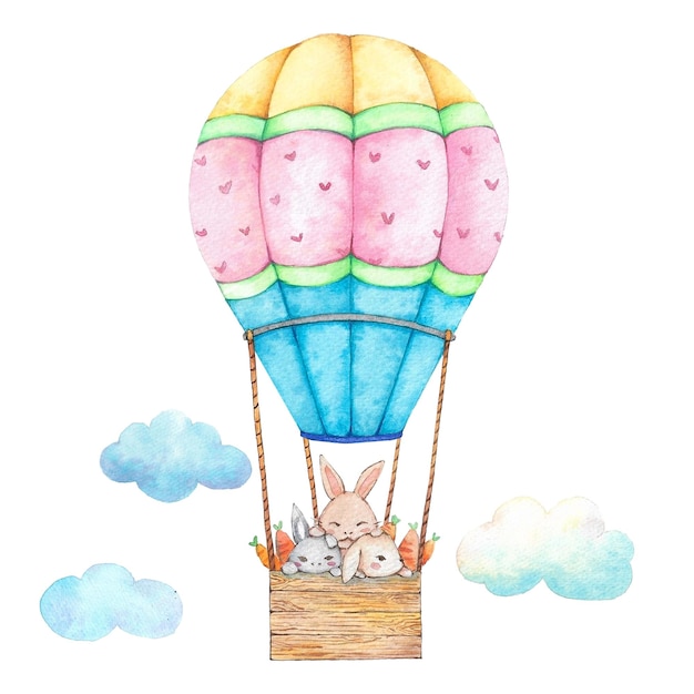 Jolie aquarelle de Pâques en ballon Illustrations aquarelles dessinées à la main