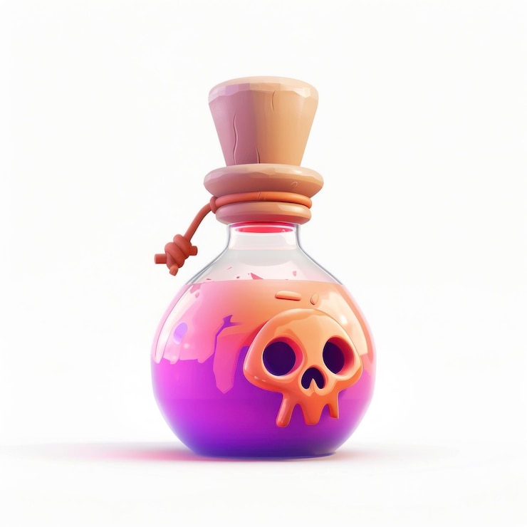 Photo une jolie bouteille de poison de dessin animé, un pot de parfum de cosmétiques.