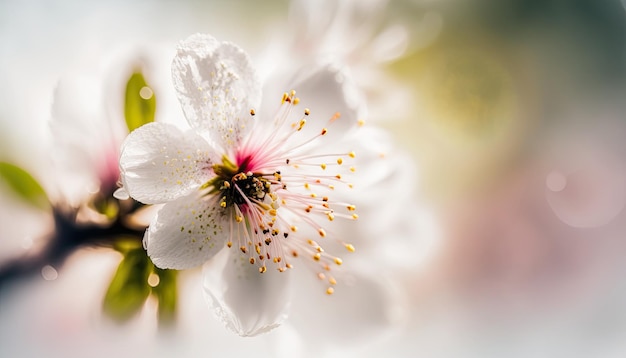 Jolie branche de baies floues avec de nombreuses belles fleurs IA générative