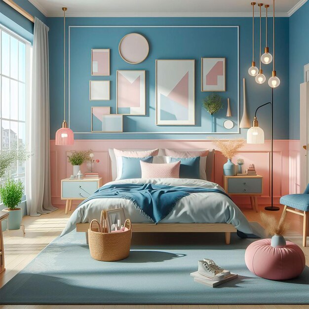 Photo une jolie chambre colorée