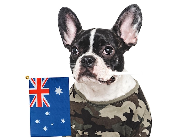 Photo une jolie chemise militaire brune et un drapeau australien.