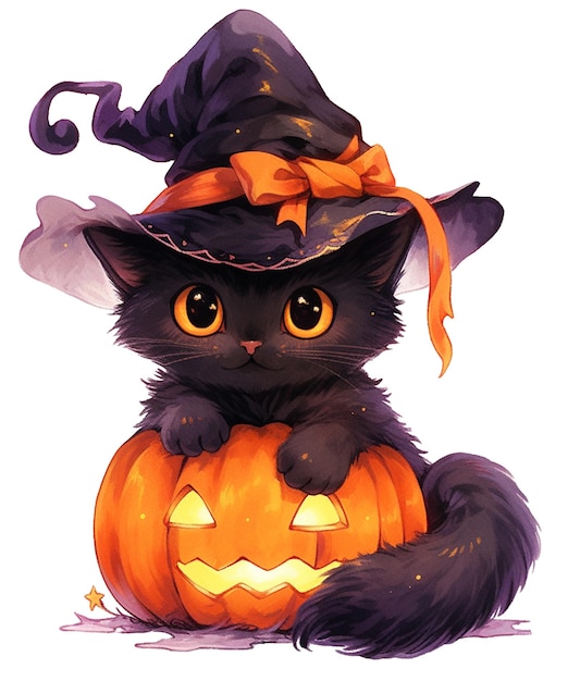 Une jolie citrouille de chat d'Halloween