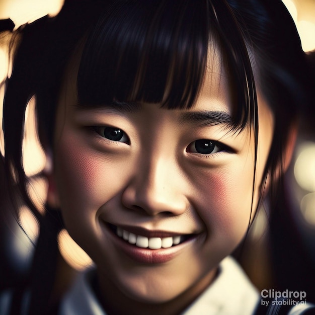 jolie écolière japonaise visage souriant