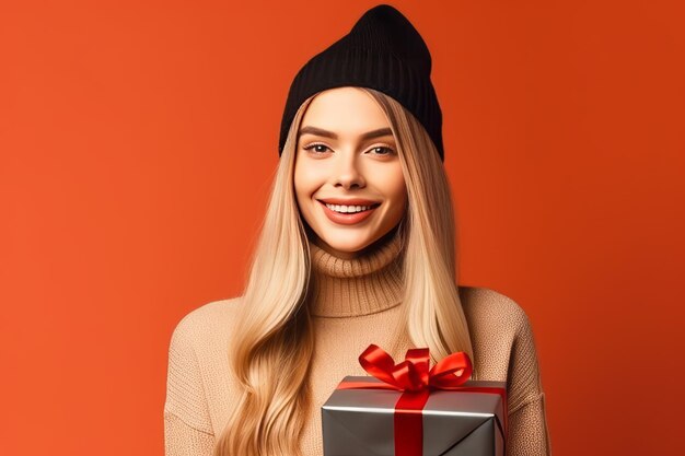 Une jolie femme asiatique branchée et branchée est prête pour les chapeaux de Noël de la fête de Noël