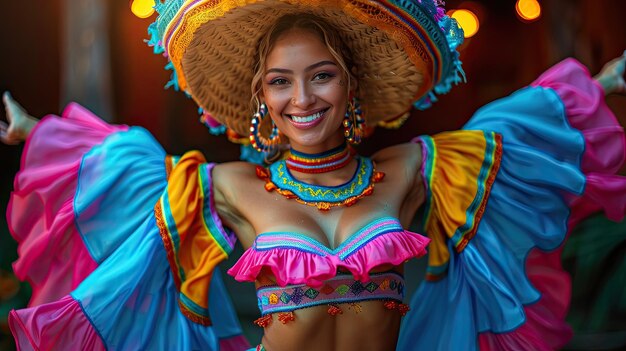 Une jolie femme danse pour la célébration du Cinco de Mayo