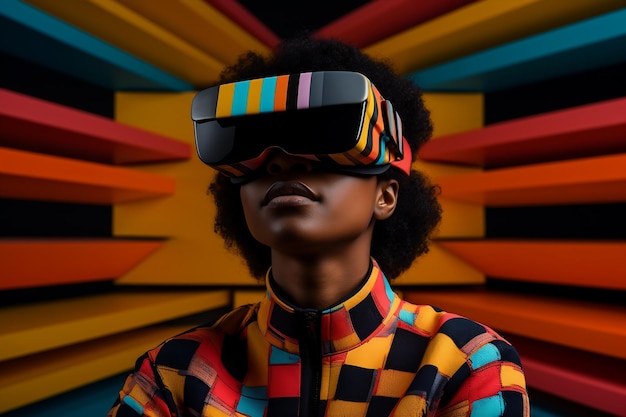 Jolie femme portant des lunettes VR Technologie concept de dispositif d'innovation futuriste numérique
