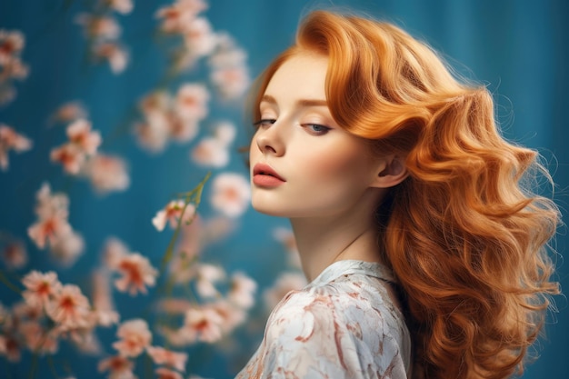 Jolie femme rousse au printemps