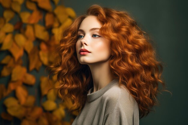 Jolie femme rousse en automne