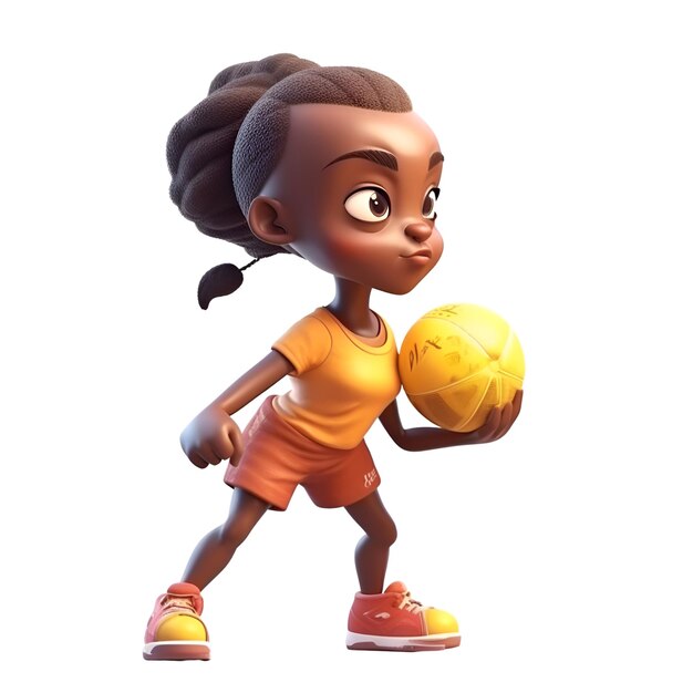 Photo jolie fille afro-américaine jouant au basket-ball isolée sur fond blanc