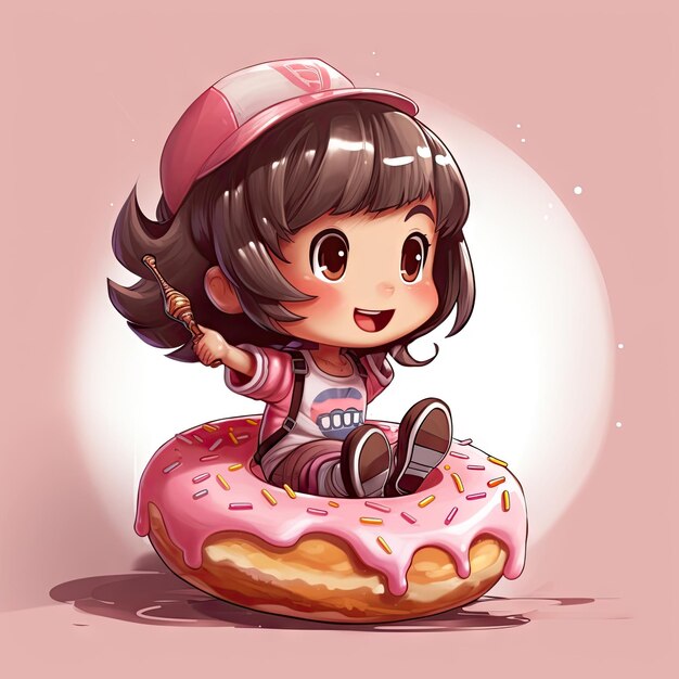 Photo une jolie fille avec un donut.