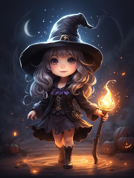 Une jolie fille sorcière d'Halloween
