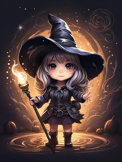 Une jolie fille sorcière d'Halloween
