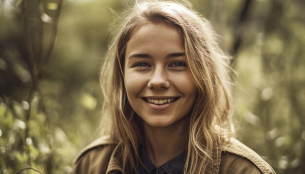 Jolie fille souriante relaxante en plein air