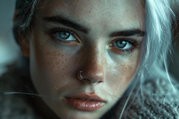 Photo une jolie fille avec des yeux perçants