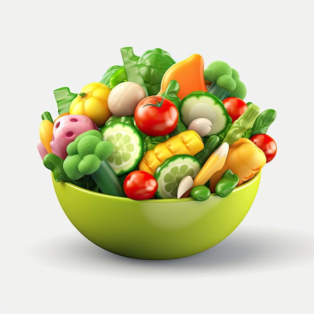 une jolie icône de salade 3d avec ses légumes et fruits frais et croquants