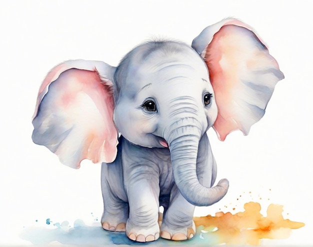 Une jolie illustration à l'aquarelle d'un bébé éléphant