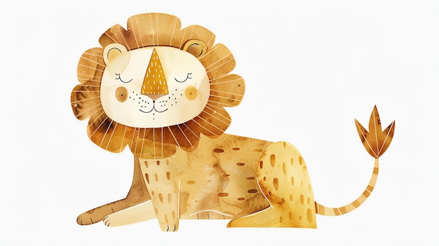 Une jolie illustration à l'aquarelle d'un lion parfaite pour les livres pour enfants, l'art de la pépinière et plus encore.