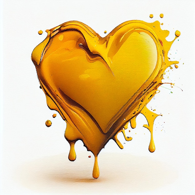 Jolie illustration de coeur jaune avec fond isolé