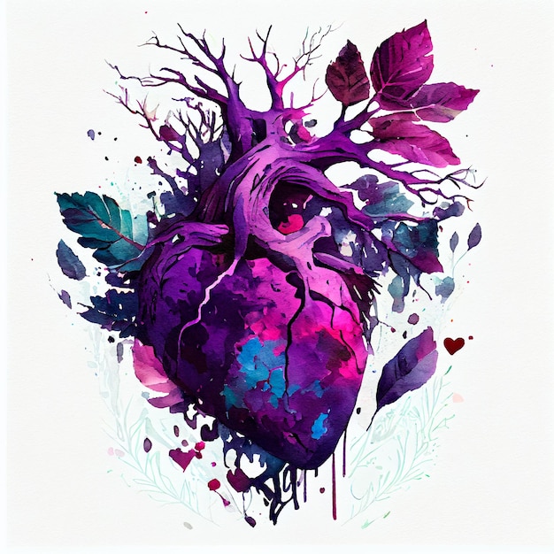 Jolie illustration de coeur violet avec fond isolé