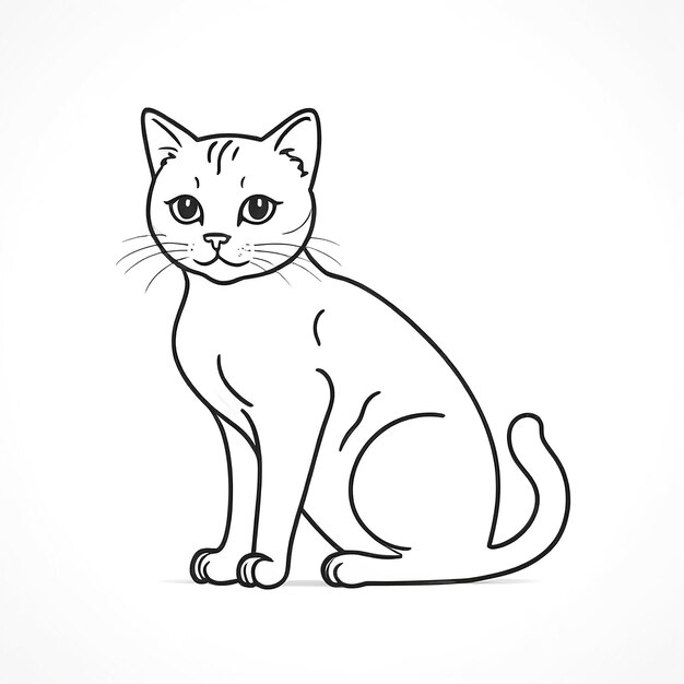 Une jolie illustration de contour de chat sur fond blanc