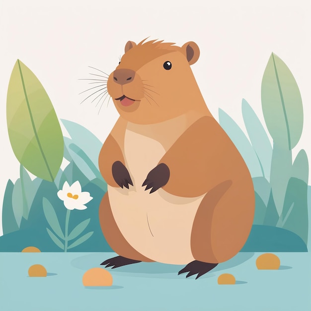 Photo une jolie illustration de dessin animé de capybara