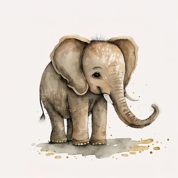 Jolie illustration dessinée à la main d'un éléphant de bande dessinée qui peut être utilisée pour un livre d'images pour enfants