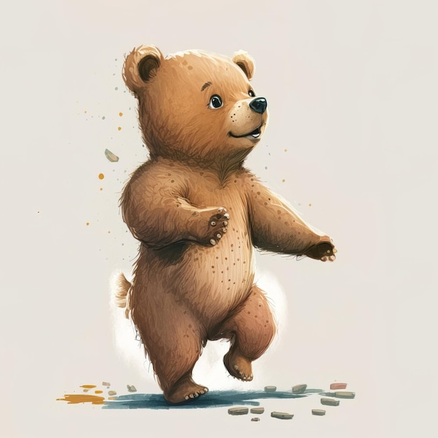 Jolie illustration dessinée à la main d'un ours de bande dessinée qui peut être utilisée pour un livre d'images pour enfants