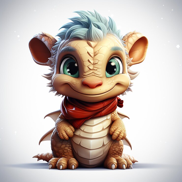Photo une jolie illustration de dragon de noël sur un fond blanc isolé