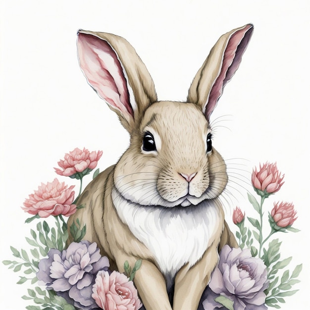 Jolie illustration de lapin aquarelle