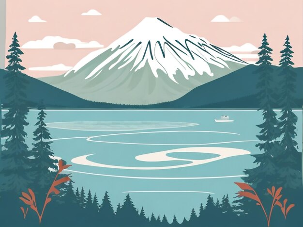 Photo une jolie illustration vectorielle d'un lac en alaska