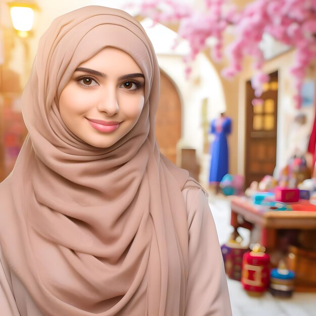 jolie jeune femme arabe avec un arrière-plan merveilleux
