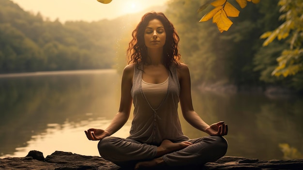 une jolie jeune femme faisant du yoga dans la nature un temps de yoga dans la naturere une femme se détendant dans la nature