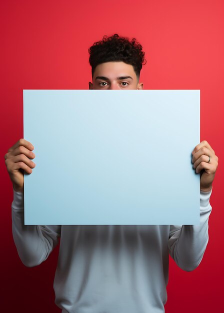 Une jolie jeune femme tenant un tableau blanc avec un espace de copie