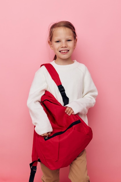 Jolie jeune fille enfants style sac à dos école enfance inchangée