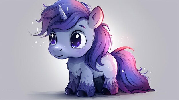 Photo une jolie licorne de dessin animé