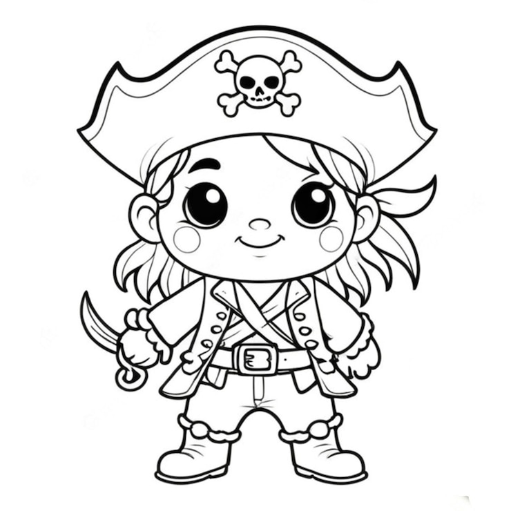 Photo une jolie ligne de pirate sur fond blanc