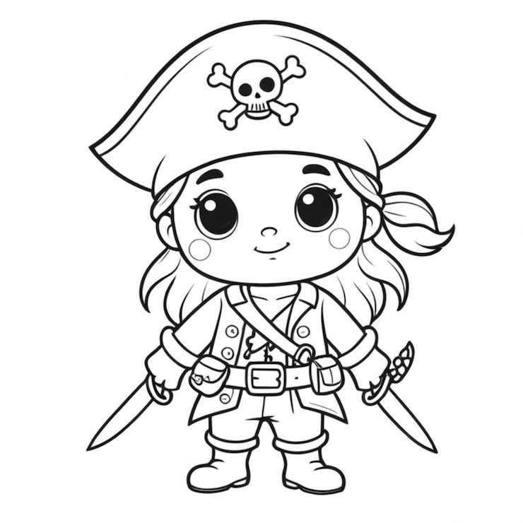 Photo une jolie ligne de pirate sur fond blanc