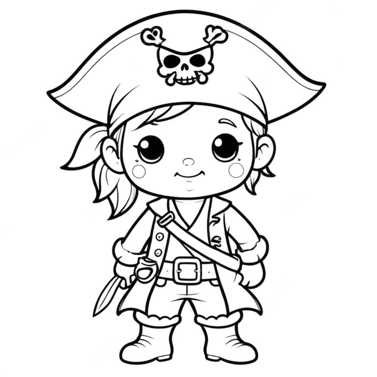 Photo une jolie ligne de pirate sur fond blanc