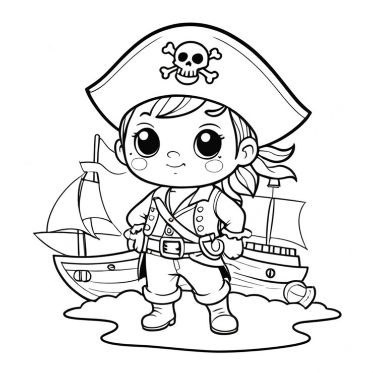 Photo une jolie ligne de pirate sur fond blanc