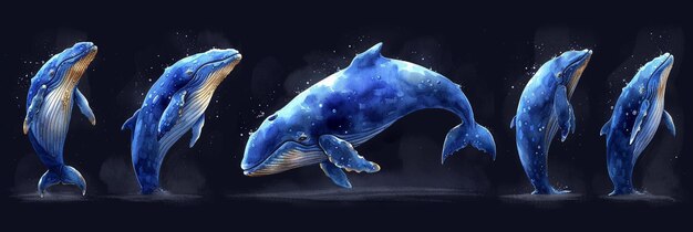 Une jolie peinture à l'aquarelle de baleine